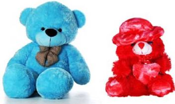 red and blue teddy bear