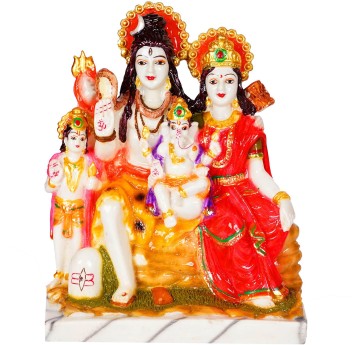 Marble Look Lord Shiv Parivar Idol Shiv Parwati God Shiva Family Handicraft Statue Spiritual Puja Vastu Showpiece Fegurine Religious Murti 