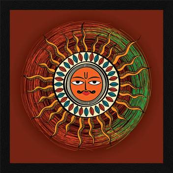 Artx Sun Bhagwan God Surya Madhubani Art Framed Painting Ink 13