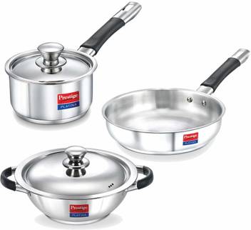 Prestige Platina 3 Piece Stainless Steel Byk Set Induction Bottom Cookware Set Price In India Buy Prestige Platina 3 Piece Stainless Steel Byk Set Induction Bottom Cookware Set Online At Flipkart Com