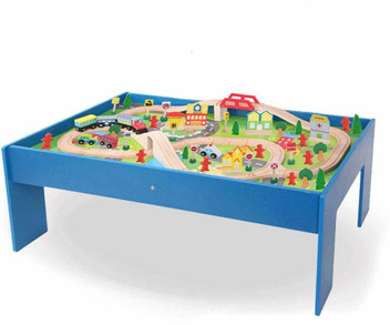 wooden train set table