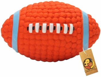 squeaky rugby ball dog toy