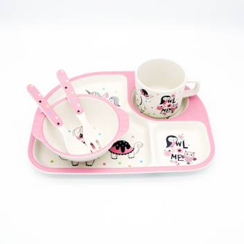Ez Life Pack Of 5 Bamboo 5 Piece Kids Meal Set Happy Unicorn