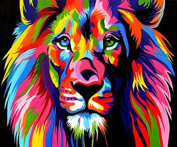 Adroit Enterprise Modern Animal Abstract Lion Colorful Canvas