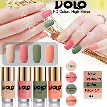 Volo Dazzling Glow Long Stable High Definition Nail Polish Combo Set Nude Candy Cotton Dark Olive Green Light Peach Price In India Buy Volo Dazzling Glow Long Stable High Definition Nail