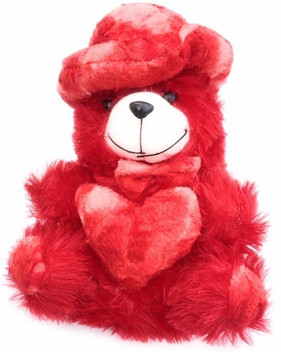 red teddy bear with cap