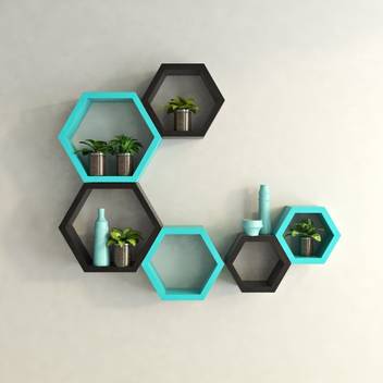 Decorshoppee Hexagon Wall Shelf For Wall Decor Office Decor