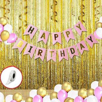 Flipkart Com Party Propz Solid 35pcs Pink Golden And White Birthday Balloons Combo For Kids Or Birthday Decoration Items For Girls Balloon Balloon