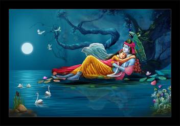 Dolphin Art Love Of Radha Krishna Painting with Synthetic Frame Digital Ink  14 inch x 20 inch Painting Price in India - Buy Dolphin Art Love Of Radha  Krishna Painting with Synthetic