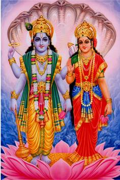 Zankhi Art Religious Laxmi Narayan Painting With Sparkal Lami