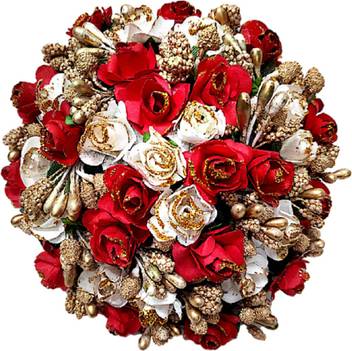 Proplady Wedding Collection Red White Roses Weaved Full Cover