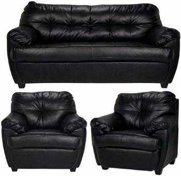 Gnanitha Leather 3 1 1 Black Sofa Set Price In India Buy Gnanitha Leather 3 1 1 Black Sofa Set Online At Flipkart Com