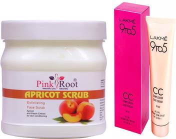 Pink Root Apricot Scrub With Lakme 9to5 Cc Cream Price In India Buy Pink Root Apricot Scrub With Lakme 9to5 Cc Cream Online At Flipkart Com It gives you a sheer coverage that is a good option for daily use. flipkart
