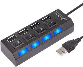 USB 2.0 Hub Powered,10 Ports Multi USB Hub Data Splitter 1 to 10 USB 2.0 Hub Button Switch Type