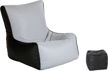 Comfybean Xl Bean Bag Chair With Free Bean Footrest Grey Black