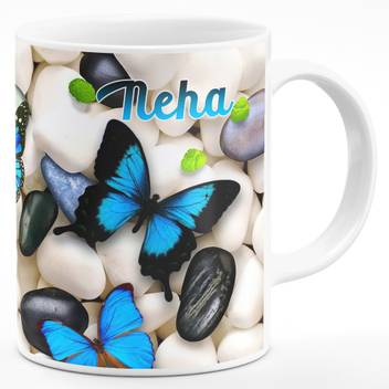 Andv Name Neha Printed On Beautiful Blue Butterfly Theme Gift For Girlfriend Sister Daughter Coffee Ceramic Coffee Mug Price In India Buy Andv Name Neha Printed On Beautiful Blue Butterfly