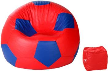 Comfybean Xxl Football Bean Bag With Bean Footrest Red Blue