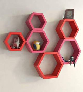 Artfulcrafts Wooden Wall Mount Shape Wooden Wall Shelf Number Of Shelves 6 Pink Red Wooden Wall Shelf Price In India Buy Artfulcrafts Wooden Wall Mount Shape Wooden Wall Shelf Number