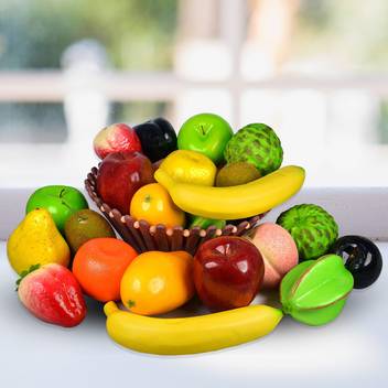 Reiki Crystal Products Mix Artificial Fruits Banana Mango Orange Apple Pear Peach Kiwi Custard Apple Carambola Strawberry Home Decoration Items Set Artificial Fruit Price In India Buy Reiki Crystal Products Mix