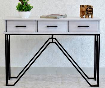 Samdecors Solid Wood 3 Drawer Casino Console Hall Table Rustic
