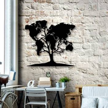 Gojeeva 3d Wall Art World Map On Tree Wall Art 174 Color Black