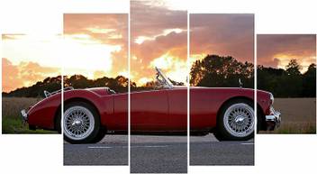 Kartik Modern Car Digital Print 5 Panel Wall Decor Wall Art Wooden