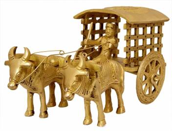 Nexplora Industries Pvt Ltd Brass Bullock Cart Showpiece Statue