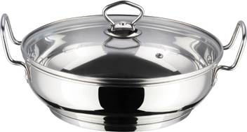 Vinod Cookware Induction Base Stainless Steel Kadai With Lid 18 Cm 1 5 Ltr Kadhai 18 Cm With Lid Price In India Buy Vinod Cookware Induction Base Stainless Steel Kadai With Lid