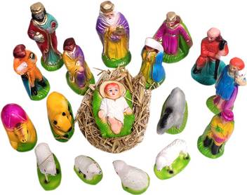 Puja N Pujari Christmas Nativity Crib Set With Baby Jesus Mother