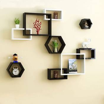 Decorhand Wall Mount Intersecting Hexagon Wall Shelves Mdf Medium