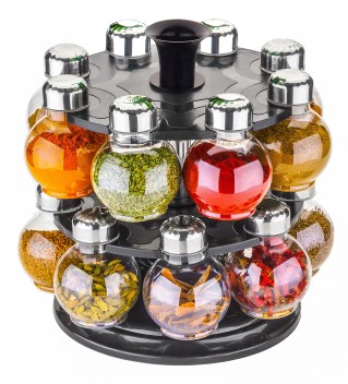 spice rack and bottles