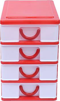 Kuber Industries Plastic Four Layer Drawer Storage Cabinet Box