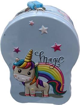 Shoppernation Cartoon Unicorn Design Cute Tin Coin Money Kiddy