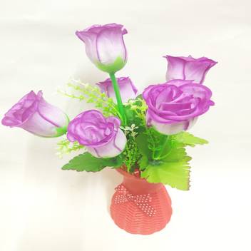 Artificial Hub Purple Roses Bunch With Plastic Vase Purple Rose Artificial Flower With Pot Price In India Buy Artificial Hub Purple Roses Bunch With Plastic Vase Purple Rose Artificial Flower With