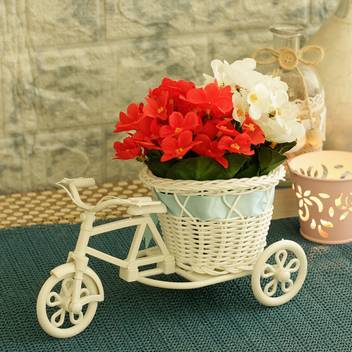 Tied Ribbons Decorative Flower Vase Cycle Shape With Peonies Bunches For Living Room Bedroom Drawing Room Table Home Decoration Multicolor Peony Artificial Flower With Pot Price In India Buy Tied Ribbons,Easy Simple Home Decoration For Ganpati