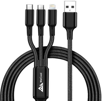 Wecool Braided Multifunction Fast Charging Cable For Android Ios And Type C Devices 3 In 1 Charging Cable 3a 3 Feet Black 1 M Nyln Braided Reversible Micro Usb Wecool Flipkart Com