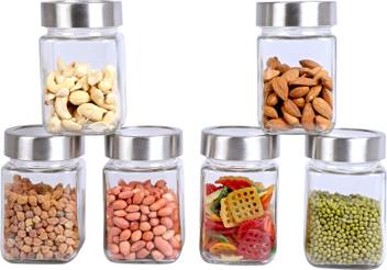 Ravizaa 300 Ml Cube Jar 350 Ml Glass Tea Coffee Sugar