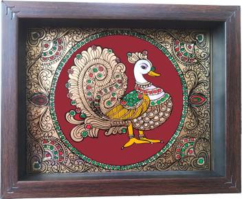 Mangala Art Swan Tanjore Glass Painting With Frame 3 Sizes
