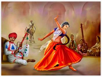 Rajasthani Folk Dance Paper Poster Paper Print Art Paintings