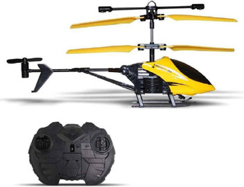 yellow remote control helicopter