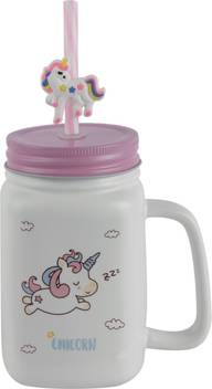 A Vintage Affair Sleepy Unicorn Ceramic Mason Jar Ceramic Mug