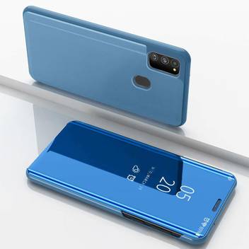 Navnika Flip Cover For Samsung Galaxy M30s Mirror Clear View With Magnetic Stand Protective Cases Diamond Blue Navnika Flipkart Com