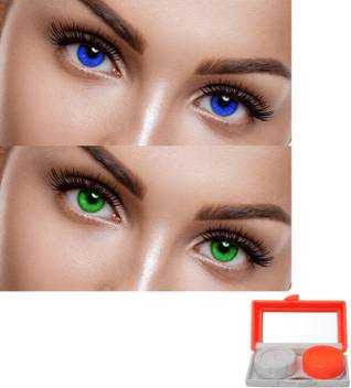 Eycog 2 Pair Blue Green Monthly Colored 0 Power Contact Lenses For Men And Women Eyes With 1 Lens Container Travel Kit Monthly Price In India Buy Eycog 2 Pair Blue