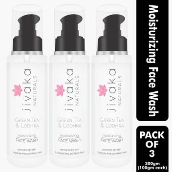 Jivaka Naturals Paraben Free Sulphate Free Green Tea And Lodhra Moisturizing Dry Skin Sensitive Skin Mild For Men Women Boys And Girls 300 Gm Pack Of 3 Face Wash Price In
