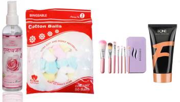 Bingeable Natural Herbal Rose Water 120 Ml Spray With Cotton Balls 50pcs Very Me Peach Foundation With Makeup Brushes Set Of 7 Price In India Buy Bingeable Natural Herbal Rose