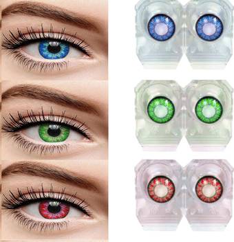 Glance Gallaxy Contact Lens 3 Pair Blue Green Red Contact Lens 0 00 Colored Contact Lenses Pack Of 3 Monthly 0 Colored Contact Lenses Pack Of 3 Monthly Price In India