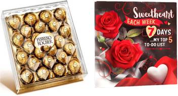 Ferrero Rocher Special Gift For Valentine S Day Pack Of 24 Chocolates With Sweetheart 7 Days My Top 5 To Do List Greeting Card Combo Price In India Buy Ferrero Rocher Special