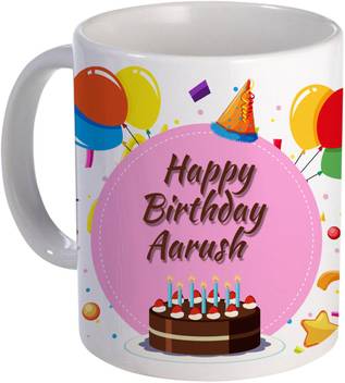 Color Yard Best Happy Birth Day Aarush With Cake Balloons And