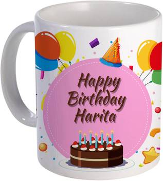 Color Yard Best Happy Birth Day Harita With Cake Balloons And Pink Color Design On Ceramic Coffee Mug Price In India Buy Color Yard Best Happy Birth Day Harita With Cake