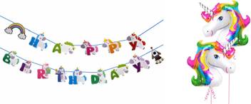 Tirupaticollection Rainbow Unicorn Banner Unicorn Happy Birthday